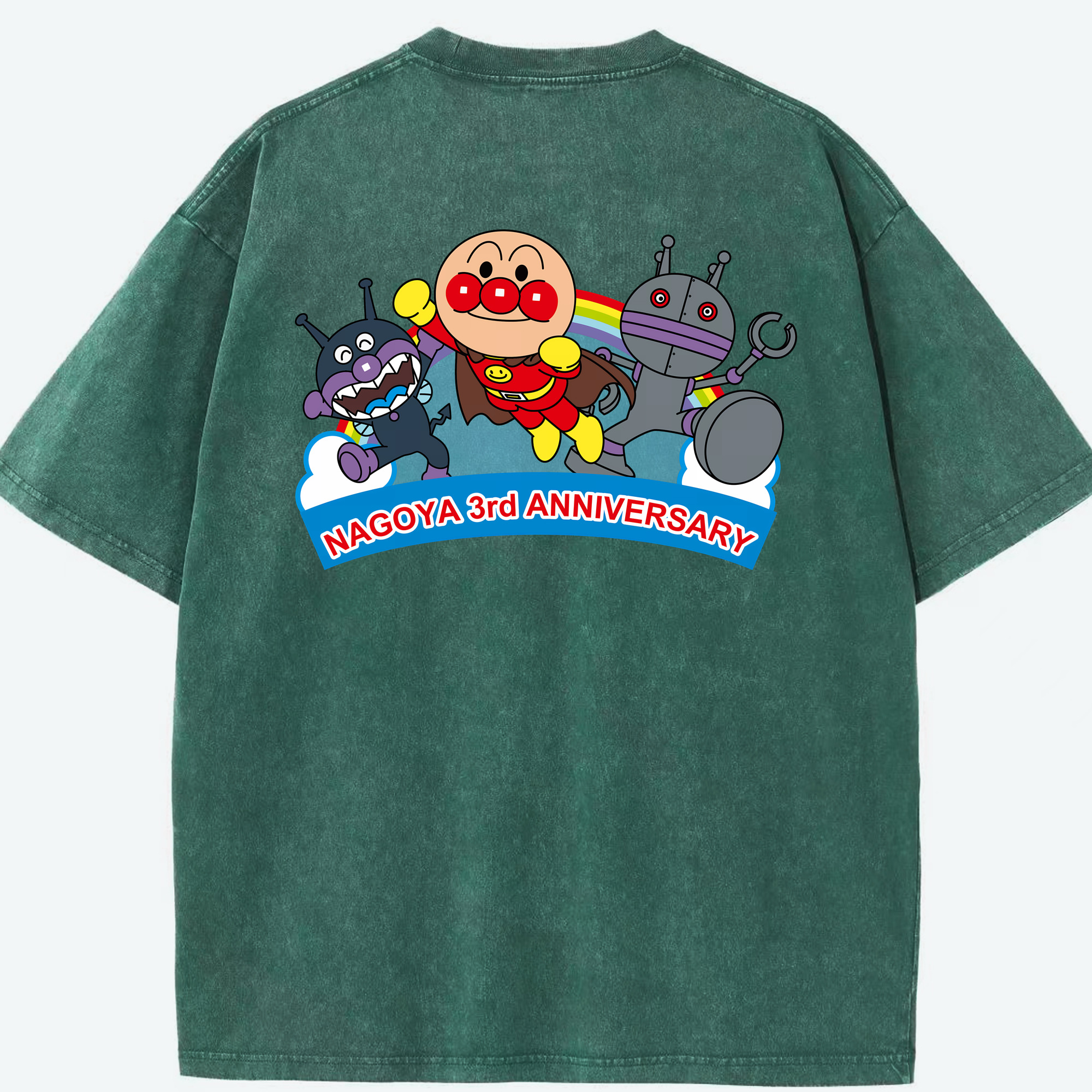 （画像用） アンパンマン Anpanman 綿100% ヴィンテージ風 半袖Tシャツ（背面プリント）
